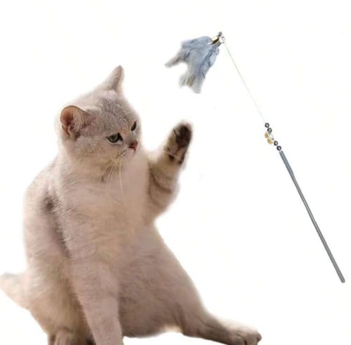 سنارة للقطط متعددة الاشكال بلون رمادي