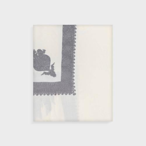 شال كشميري ملكي تطريز رمادي Q4