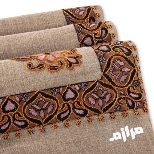 شال كشميري مرازم بني غامق B2