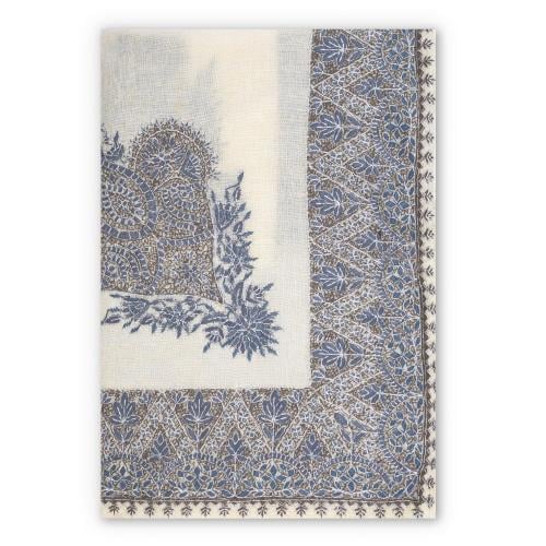 شال كشميري فاخر تطريز رمادي و بني M3