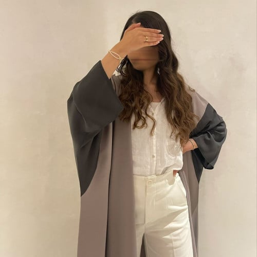 GREY WITH DARK GREY ABAYA