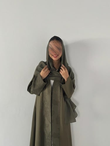VR41 OLIVE SEAM ABAYA