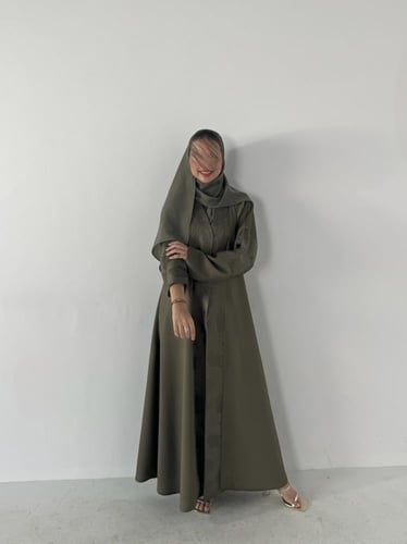 VR41 OLIVE SEAM ABAYA