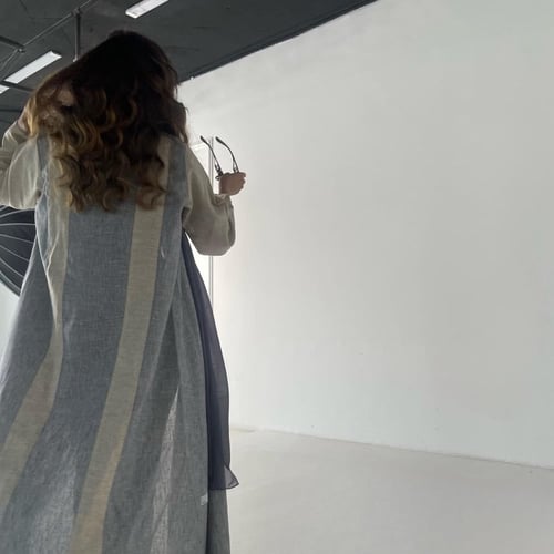 CYAN WITH BEIGE SLEEVES