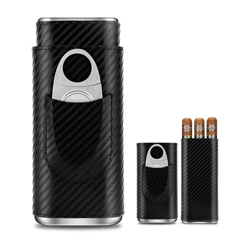 محفظة سيجار لثلاثة سيجار مع قاطع ستانلس