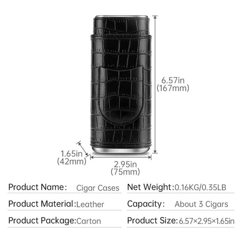 محفظة سيجار لثلاثة سيجار مع قاطع ستانلس