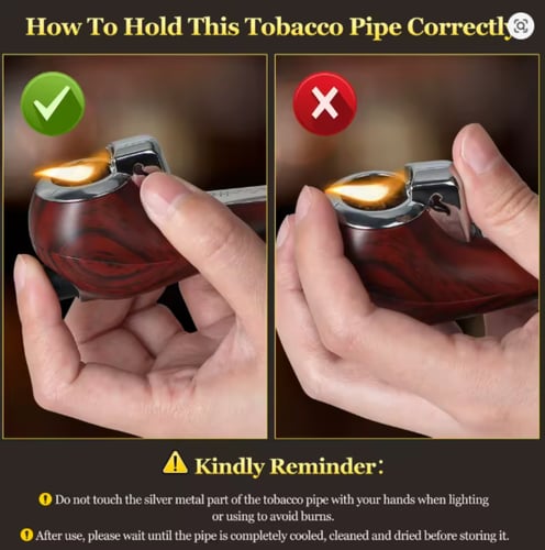 غليون خشبي مع ولاعة مدمجة