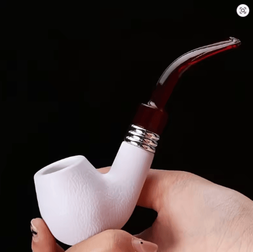 غليون تبغ خشبي بنقشة جلدية