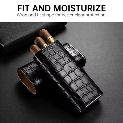 محفظة سيجار لثلاثة سيجار مع قاطع ستانلس