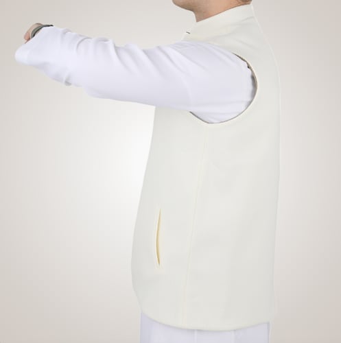 سديري رجالي وجهين بدون ازرار - بني و أبيض