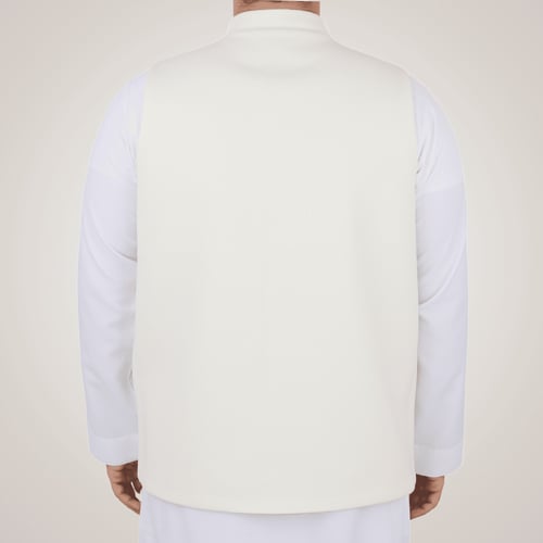 سديري رجالي وجهين بدون ازرار - بيج و أبيض