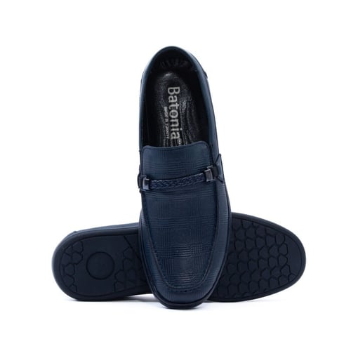 حذاء رسمي جلد طبيعي بتصميم خطوط متقاطعة رجالي - كح...