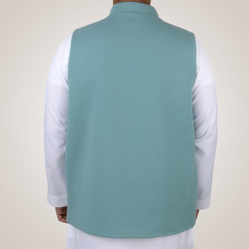 سديري رجالي وجهين بدون ازرار - سماوي و أبيض