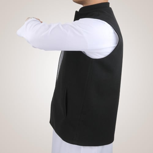 سديري رجالي وجهين بدون ازرار - أسود ورمادي غامق