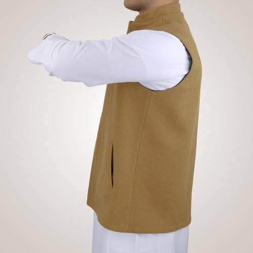 سديري رجالي وجهين بدون ازرار - بيج و أسود