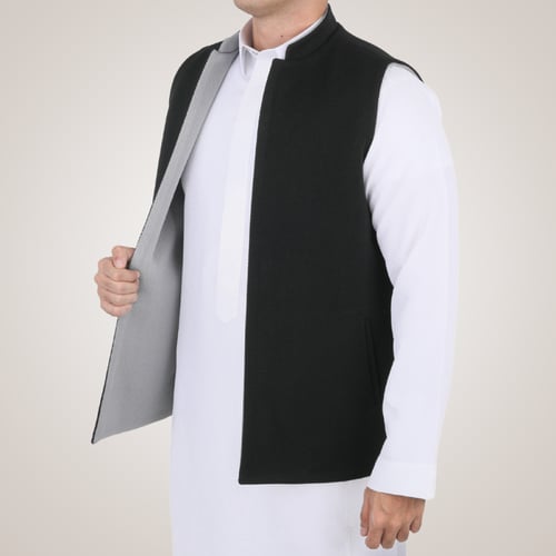 سديري رجالي وجهين بدون ازرار - رمادي و أسود