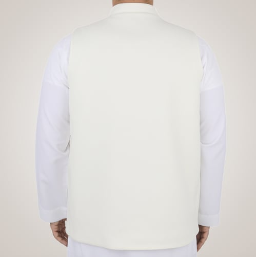 سديري رجالي وجهين بدون ازرار - بني و أبيض