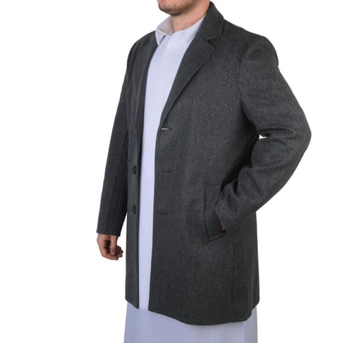 جاكيت رجالي طويل من باتونيا - رصاصي غامق