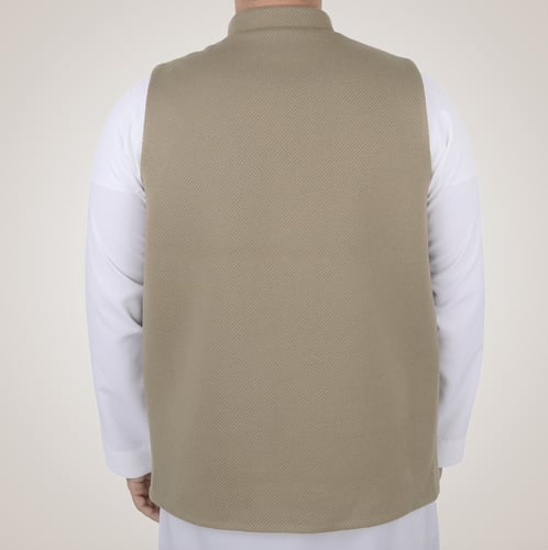 سديري رجالي وجهين بدون ازرار - بني و أبيض