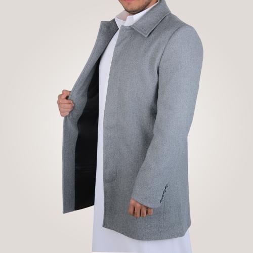 جاكيت رجالي طويل من باتونيا - رصاصي فاتح