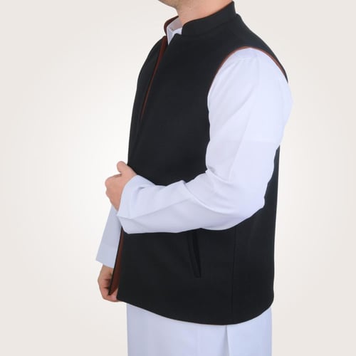 سديري رجالي وجهين بدون ازرار - جملي و اسود