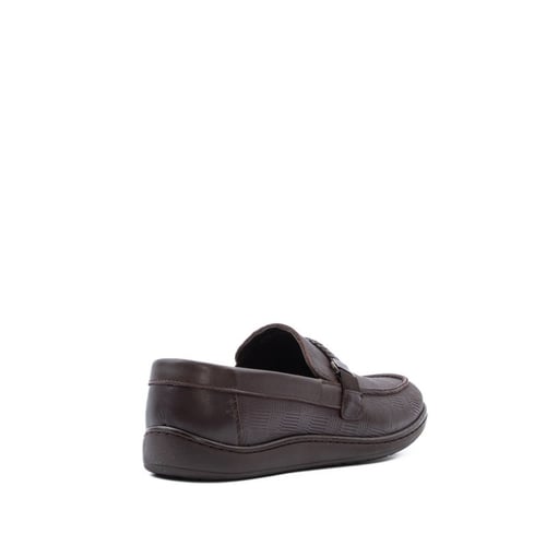 حذاء رسمي جلد طبيعي بتصميم خطوط متقاطعة رجالي - بن...