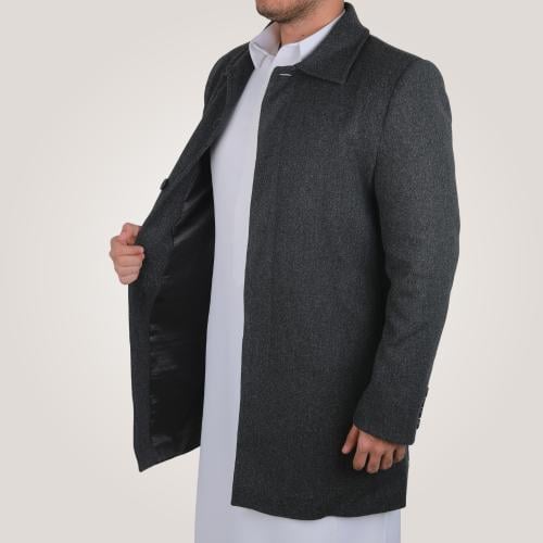 جاكيت رجالي طويل من باتونيا - رصاصي غامق