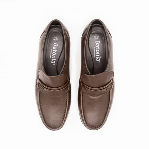 حذاء رسمي سادة بحواف مطرزة بالخيوط ورباط ذهبي - كو...