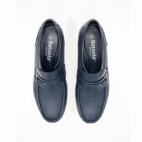 حذاء سادة مطرز بخيوط برباط من أعلى رسمي - كحلي