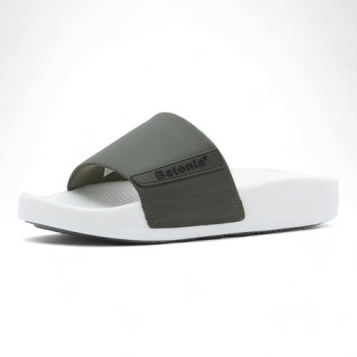 سليبر بنعال أبيض رجالي - أخضر غامق