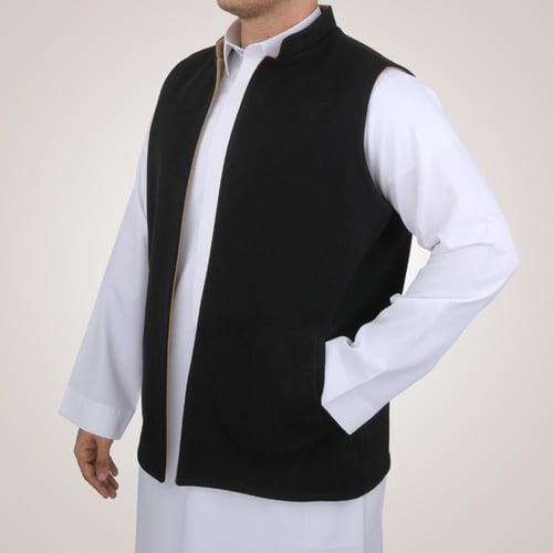 سديري رجالي وجهين بدون ازرار - بيج و أسود