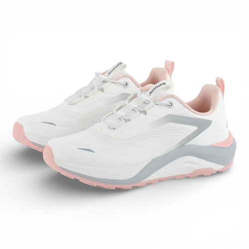 حذاء نسائي رياضي من باتونيا - ابيض مع زهري