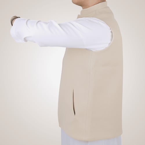 سديري رجالي وجهين بدون ازرار - بيج و أبيض