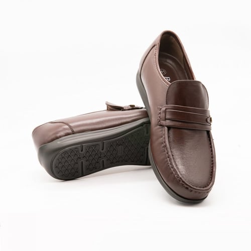 حذاء جلد طبيعي رسمي سادة حواف مطرزة بالخيوط برباط...