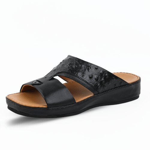 حذاء خليجي جلد طبيعي من باتونيا - أسود