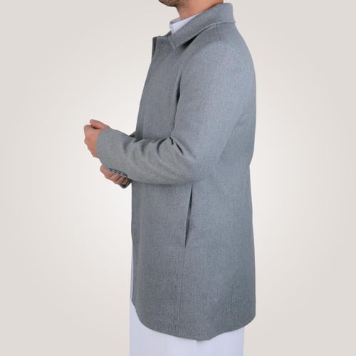 جاكيت رجالي طويل من باتونيا - رصاصي فاتح