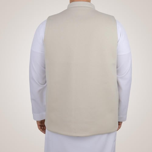 سديري رجالي وجهين بدون ازرار - رمادي و بيج فاتح