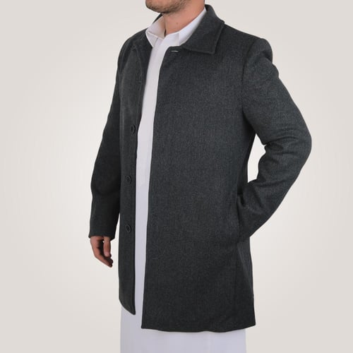 جاكيت رجالي طويل من باتونيا - رصاصي غامق