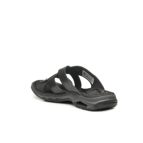 شبشب رجالي جلد بكعب مرتفع - أسود