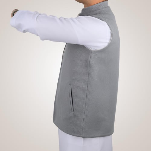 سديري رجالي وجهين بدون ازرار - رمادي و بيج فاتح