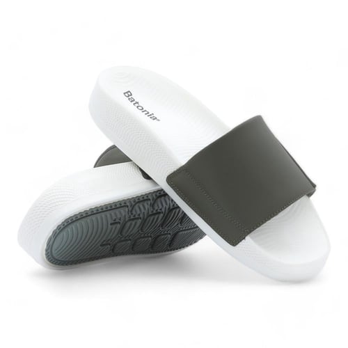 سليبر بنعال أبيض رجالي - أخضر غامق