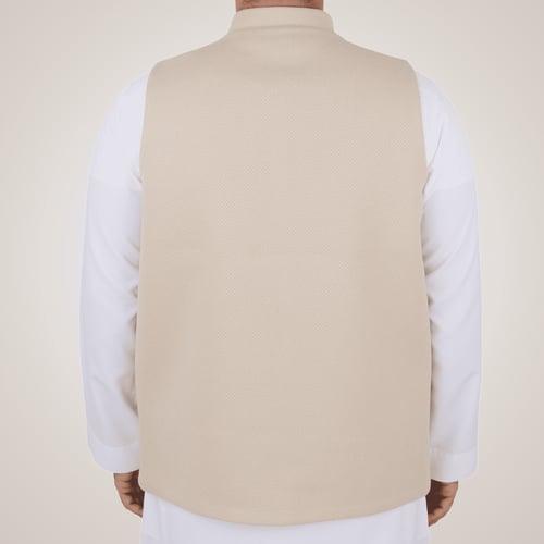 سديري رجالي وجهين بدون ازرار - بيج و أبيض