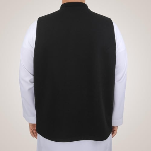 سديري رجالي وجهين بدون ازرار - أسود ورمادي غامق