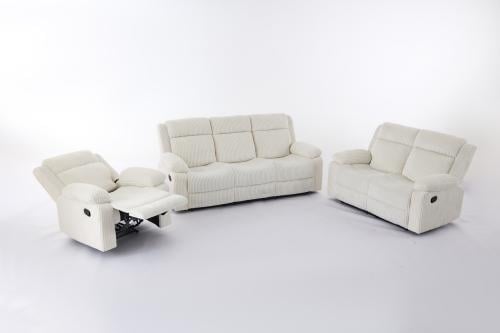 طقم كراسي إسترخاء قماش مقلم - 6 أشخاص لون كريمي