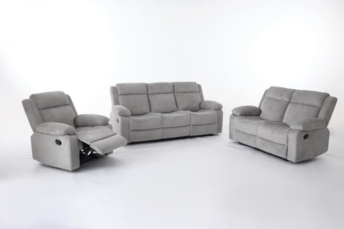 طقم كراسي إسترخاء قماش مقلم - 6 أشخاص لون رمادي