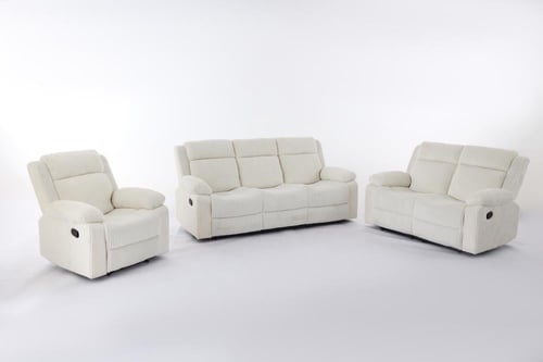 طقم كراسي إسترخاء قماش مقلم - 6 أشخاص لون كريمي