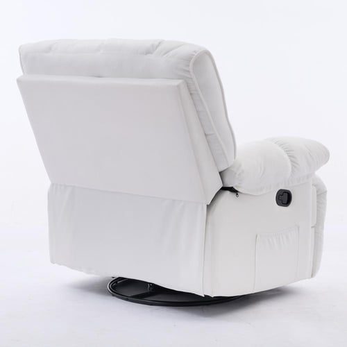 كرسي إسترخاء هزاز ودوار قماش مخمل ناعم جداً - أبيض