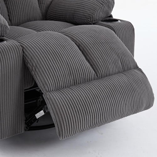 كرسي إسترخاء هزاز ودوار قماش مقلم - رمادي غامق