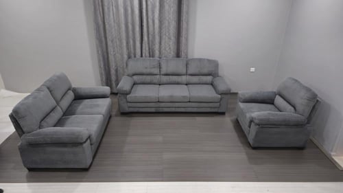 طقم كنب 6 أشخاص - لون رمادي غامق