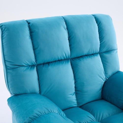 كرسي إسترخاء هزاز ودوار قماش مخمل ناعم جداً- أزرق...